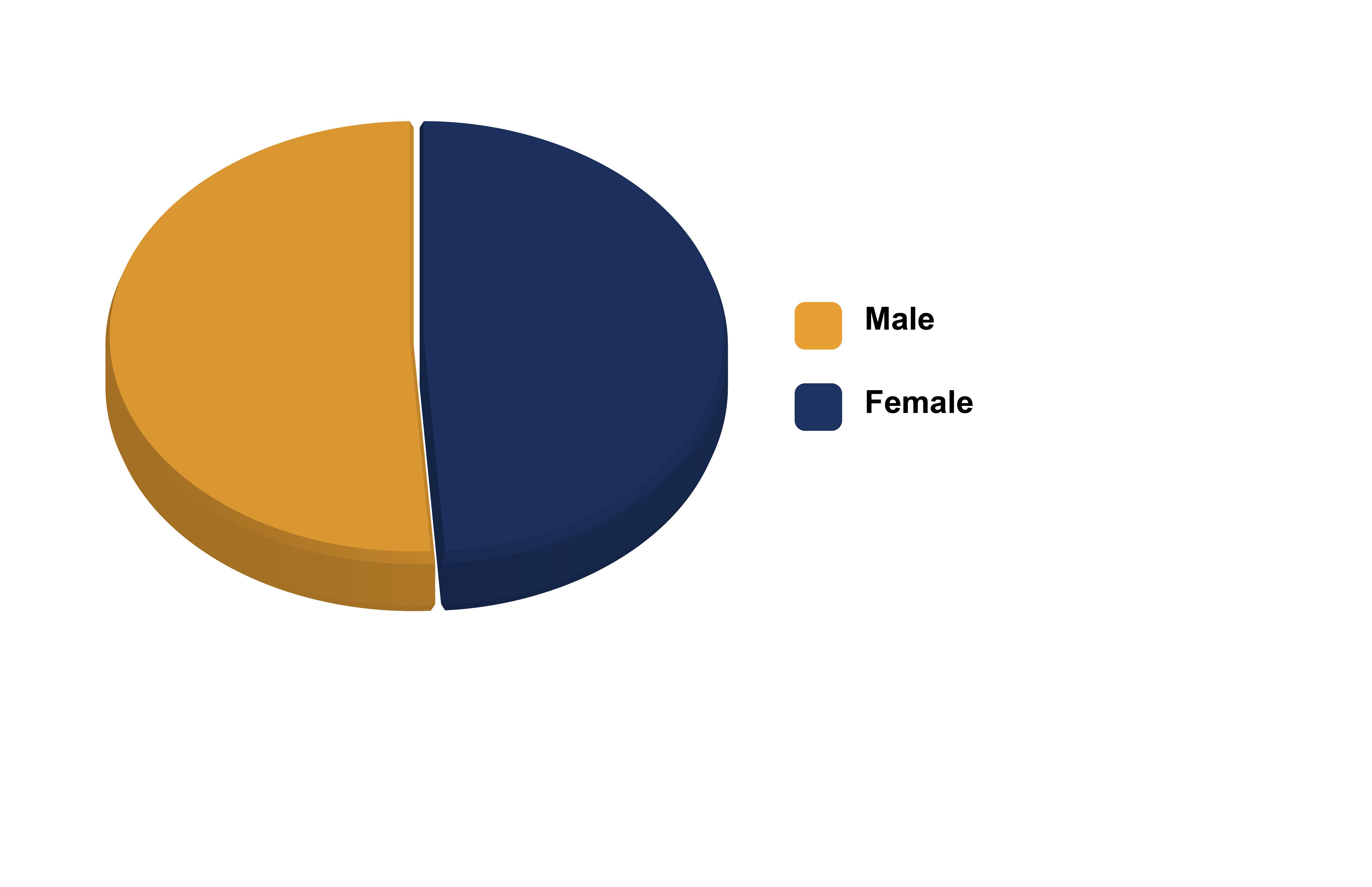 Pie chart showing the gender of district students.