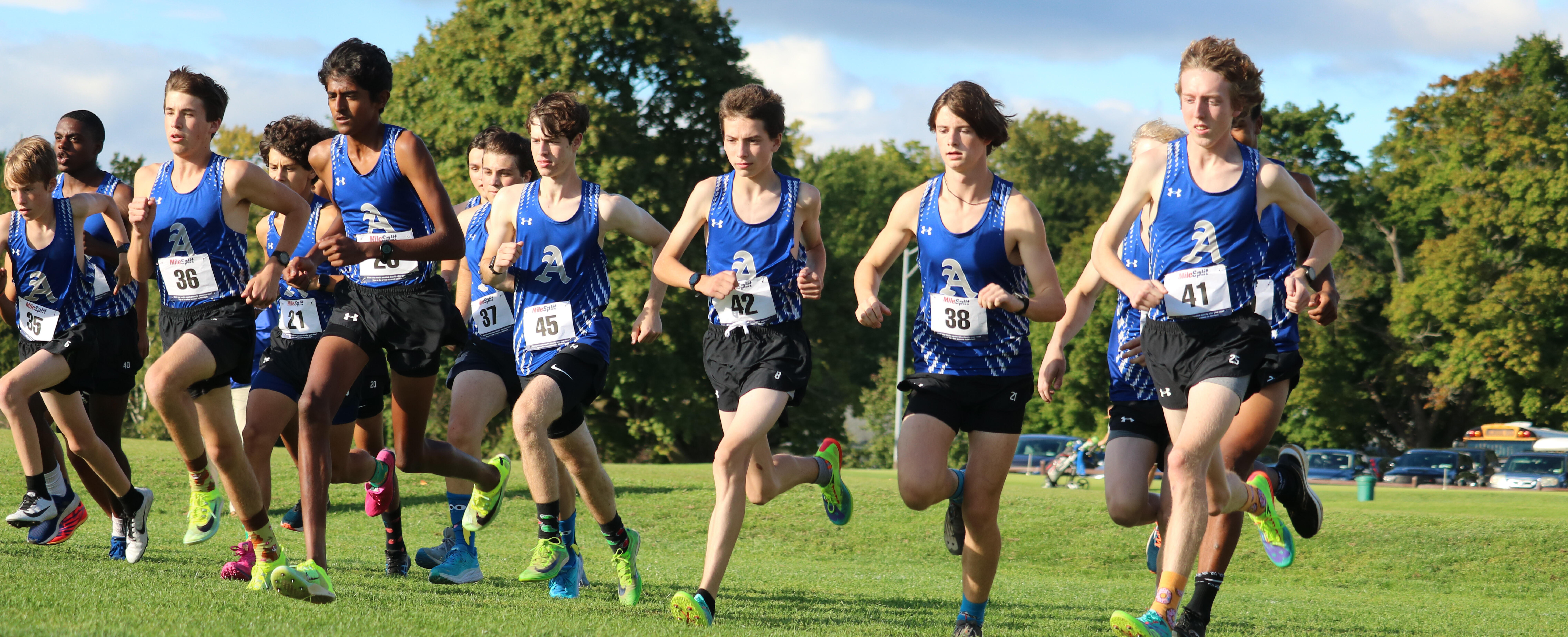 Albany High cross country runners beginning a race