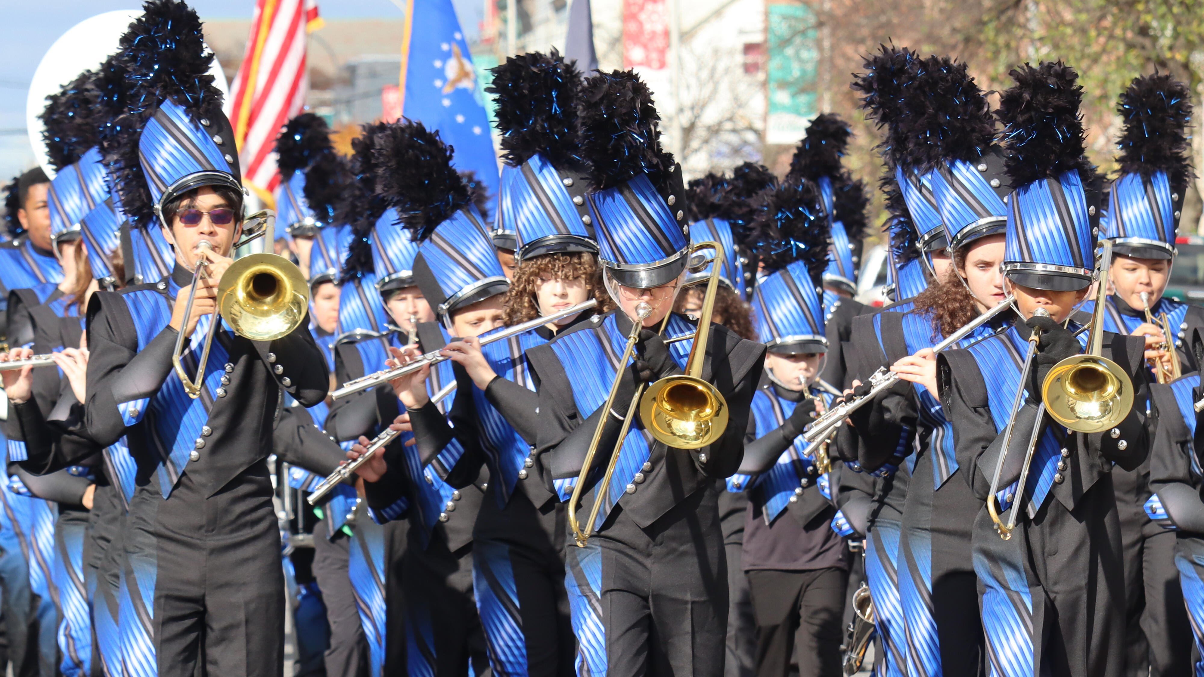 Marching Falcons marching in the Albany Veterans Day Parade