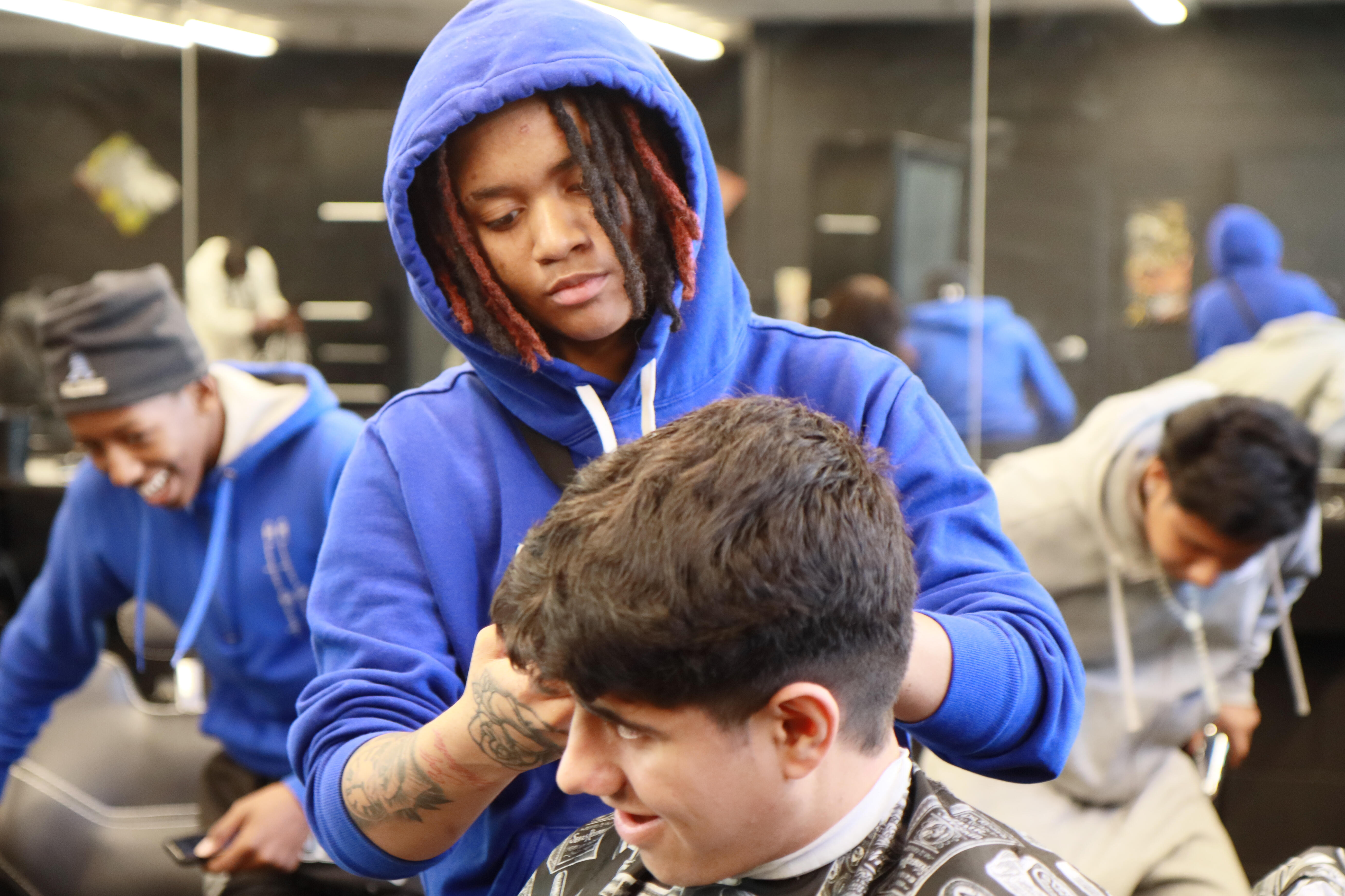Barbering students