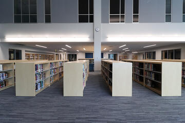 New book shelves in the library